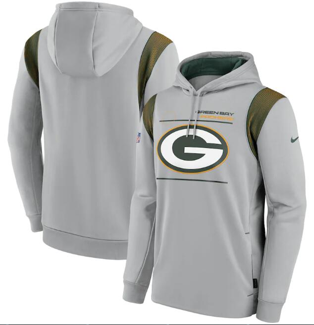 Men's Green Bay Packers 2021 Gray Sideline Team Performance Full-Zip Hoodie Men's Green Bay Packers 2021 Gray Sideline Team Performance Full-Zip Hoodie